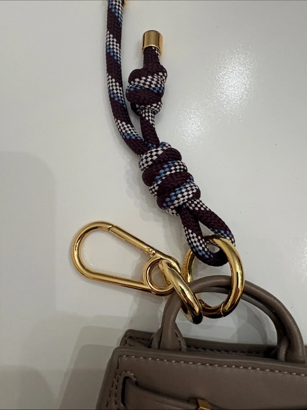 Veronica Beard Dash Bag Charm with Braided Cord in Brown